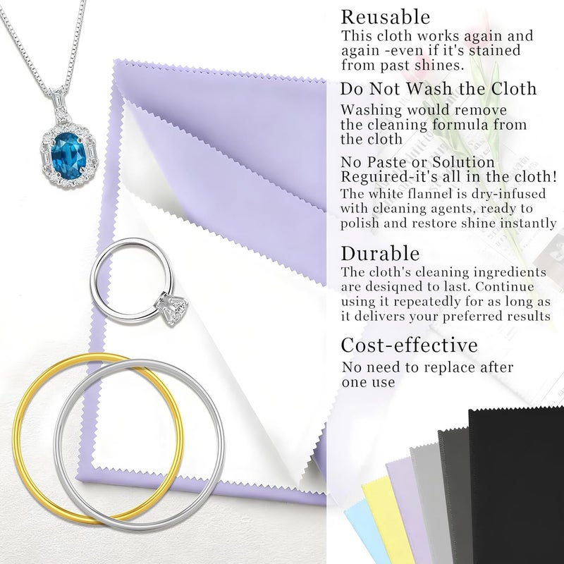 BADAO 6PCS Jewelry Cleaning Cloth,Multi-Layer Silver Polishing Cloth,Eco Friendly Jewelry Cleaner for Cleaning Gold,Silver,Diamond,Platinum Jewelry,Precious Stones,Coins Watch,Keeps Jewelrys Clean and Shiny - Image 4